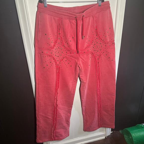 Sunwalker Men's Sun Red Sweatpants Drawstring Pockets 100% Cotton Size XXL - Picture 2 of 11